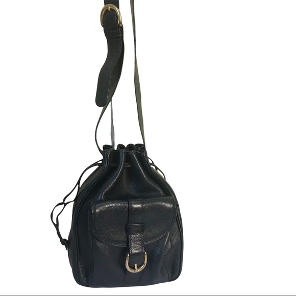 Bally Handbags - BALLY Vintage Bucket Leather Crossbody Shoulder Drawstring Bag Tote Pocket Blue